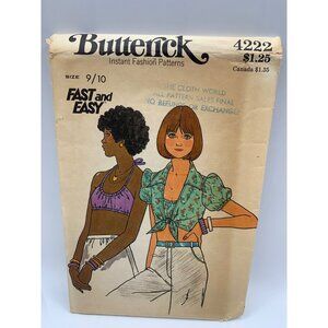 Butterick Girls Junior Halter Top Sewing Pattern sz 9/10 4222 - uncut